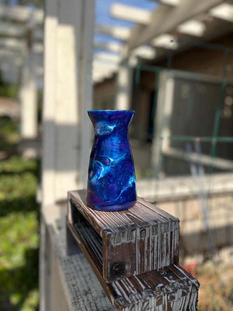 Mini glass vase | Blue violet glass vase